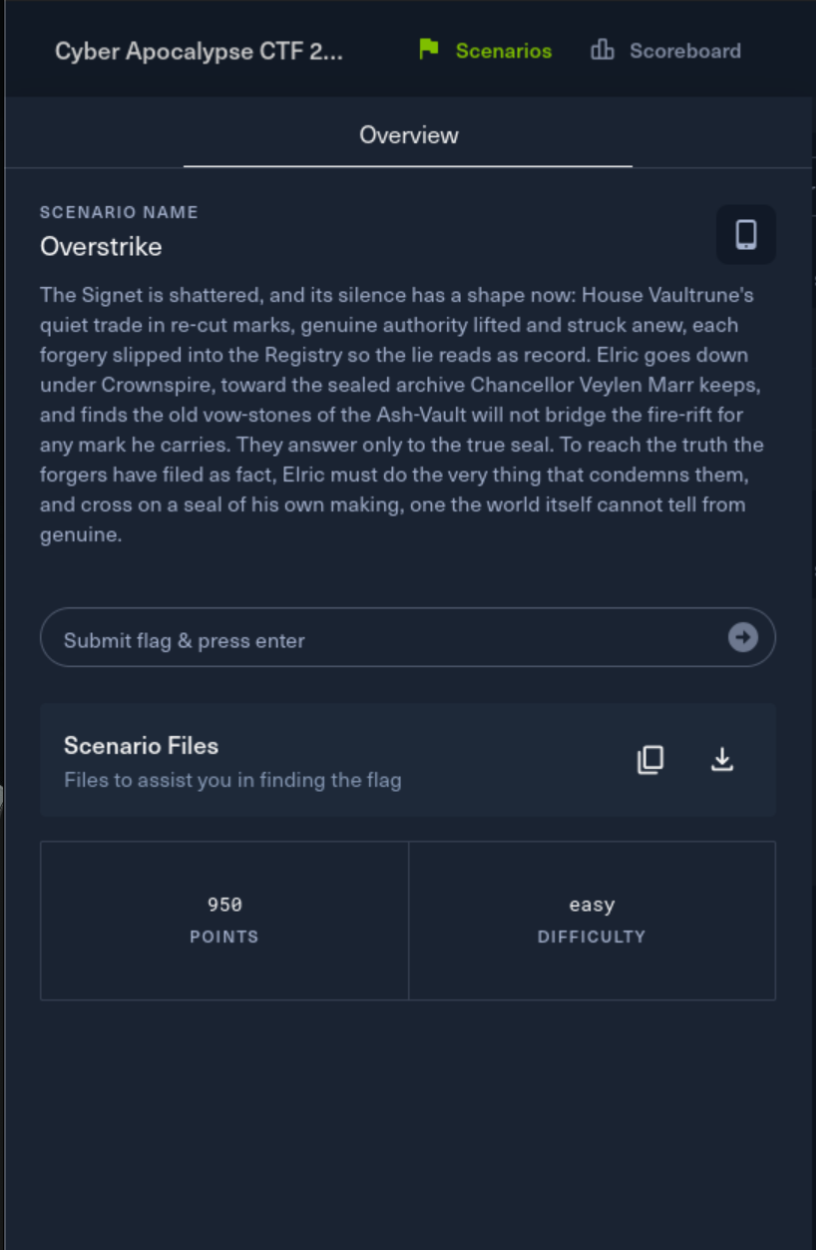 Overstrike challenge overview on Hack The Box